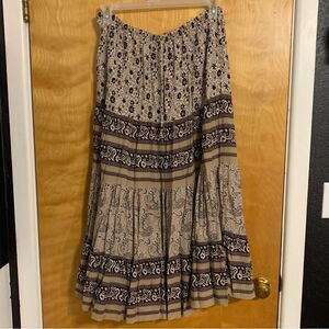 Floral and Paisley Print Midi Skirt